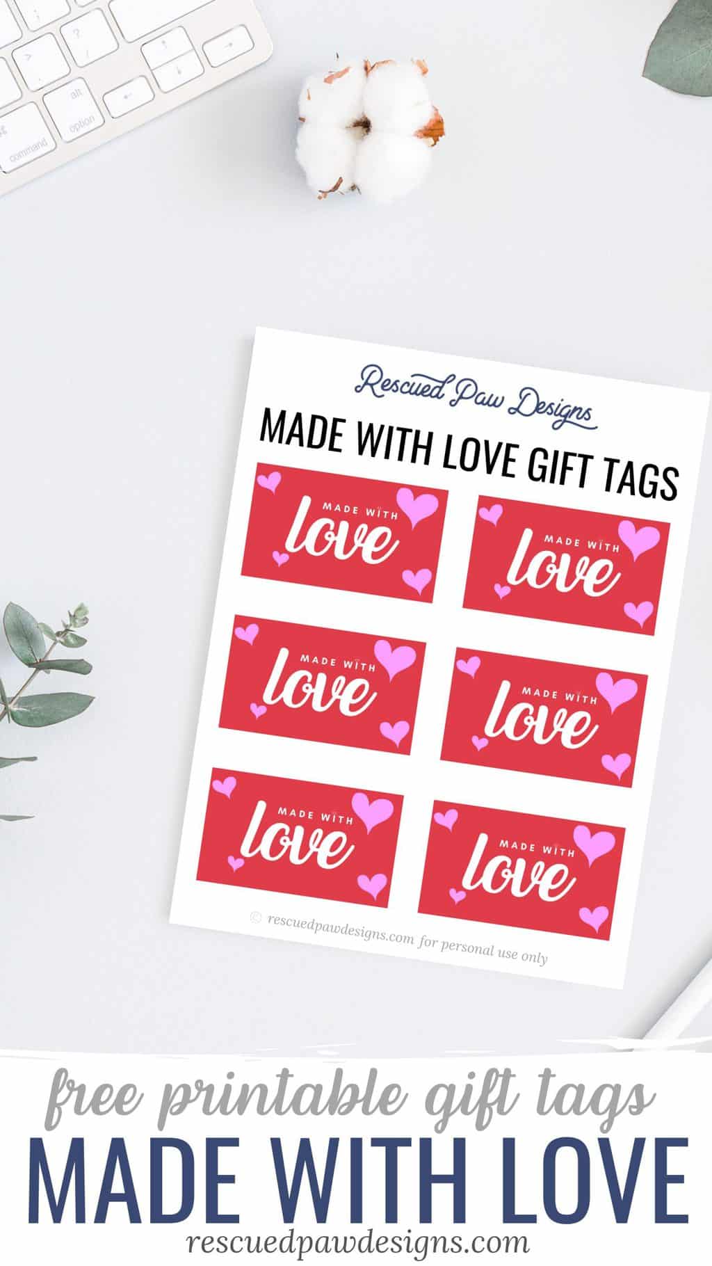 Made with Love Tags Printable Labels - Easy Crochet Patterns